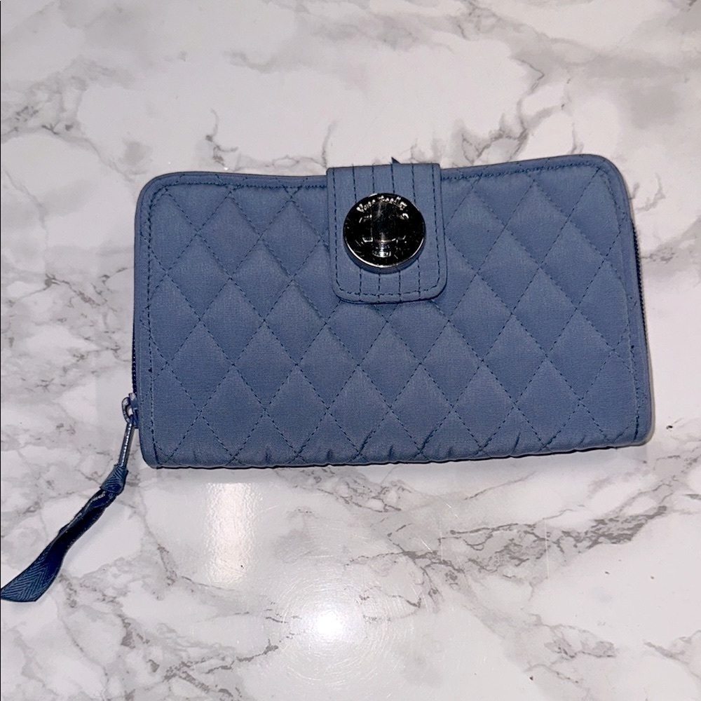 Vera Bradley Quilted Light Blue Zip-Around Wallet